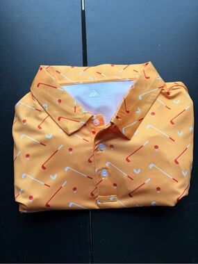 Men's Golf Orange Golf-Print Performance Polo